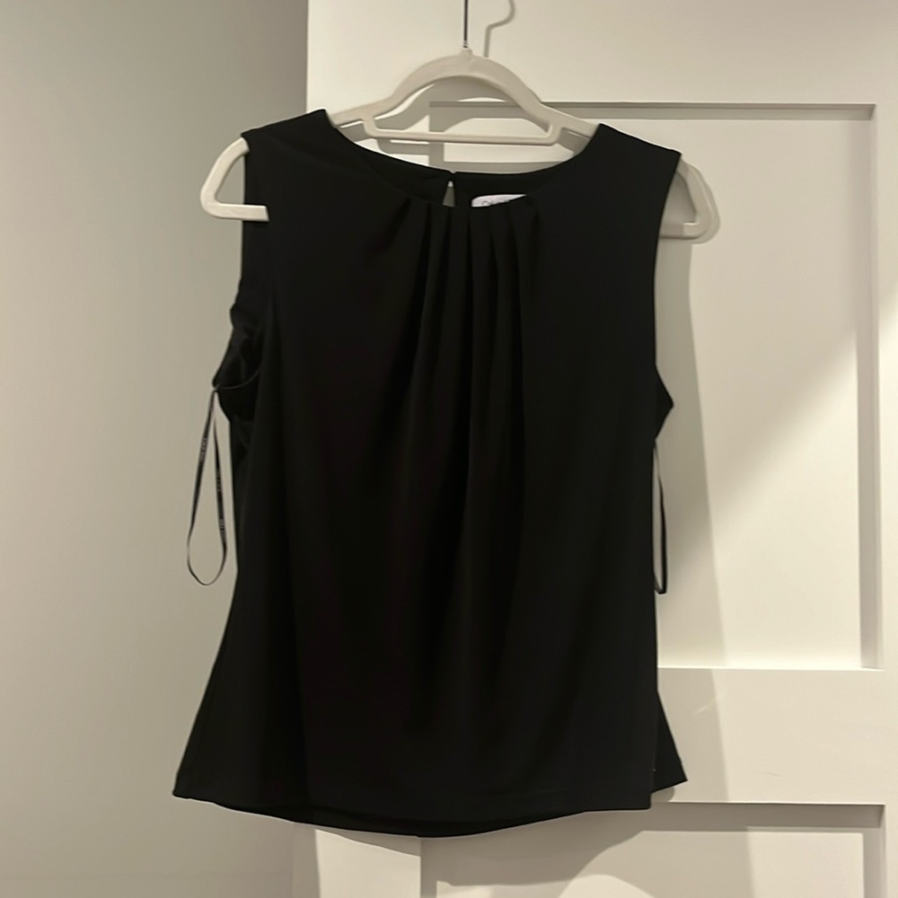 Calvin Klein Black Sleeveless Pleated Blouse- Size M